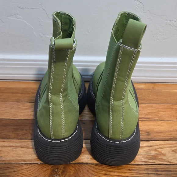 Dolls Kill Green Combat Boots with Elastic Panels - Picture 7 of 15